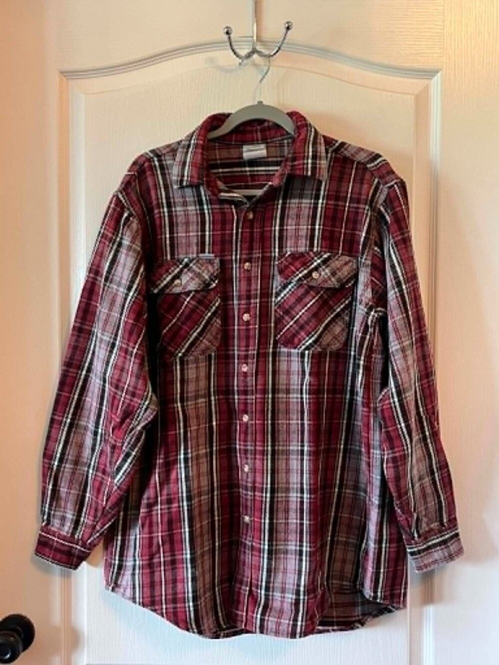 Vintage Carhartt Men's Plaid Heavy Weight Flannel Work Shirt Button Front size L